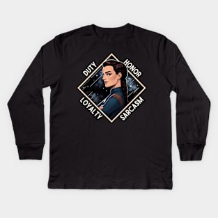 Duty, Honor, Loyalty, Sarcasm - Space Officer - Sci-Fi Kids Long Sleeve T-Shirt